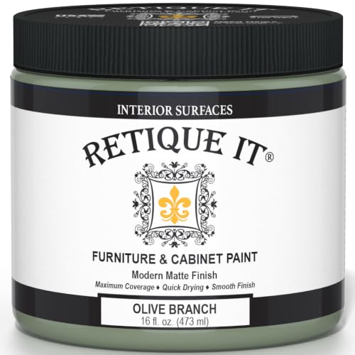Retique It Furniture and Cabinet Paint - Paint for Cabinets, Dressers, Tables, Doors and DIY Home Decor Projects, Olive Branch, 16 oz