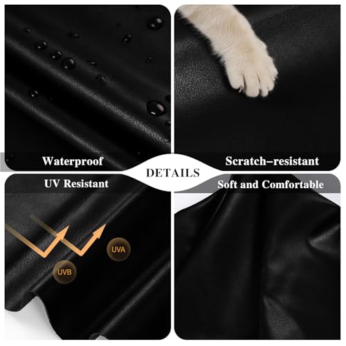 Faux Leather Fabric, Marine Vinyl Upholstery Fabric 54" x 108", 1.05mm Thick Soft Durable Synthetic Material for Sofa Chairs Bags Car Seats Furniture DIY Crafts Sewings, Black - color: Black, size: Pre-cut 3 Yard (54" x 108")