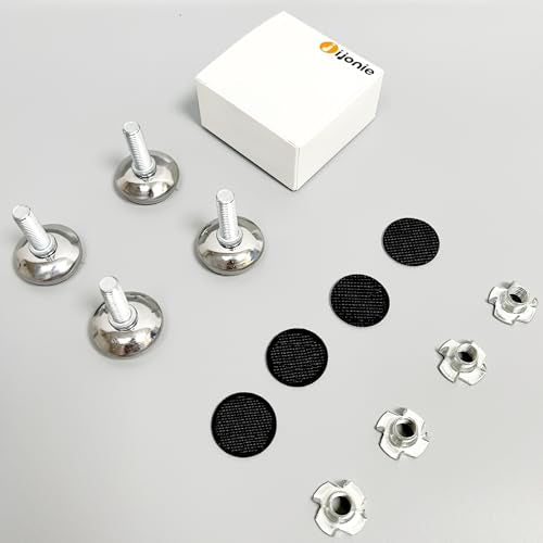 M8 Heavy Duty Furniture Levelers 4-Pack with T-Nut Inserts & Rubber Pads