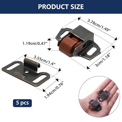 10 Set Roller Catch Cabinet Door Latch, Heavy Duty Spring Loaded Mailbox Latch Replacement Hardware for Closet, Wardrobe, RV – 1.49 x 1.18 inch, Ancient Red (Vintage Style)