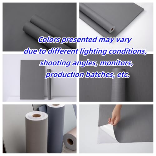 Haimin Fabric Wallpaper 24" x 393" Peel and Stick Textured Contact Paper - color: Gray