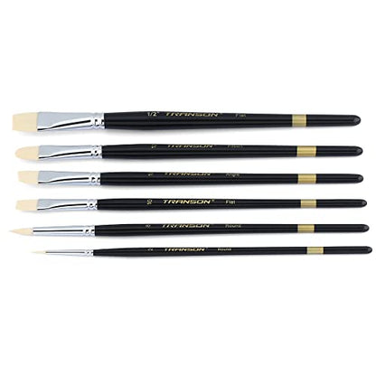 Transon Paint Brush Set 6pcs Art Painting Flexible Bristle for Acrylic Watercolor Gouache Oil Leather Canvas and Face Painting (Pack of 2) - size: size 2 (Pack of 2)