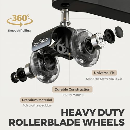 Office Chair Wheels 2" Desk Chair Caster Wheels Smooth Roller Style Quiet for Carpet and Hardwood Floors Universal Fit 11x22 mm Set of 5 Black - color: Black-Roller-2 Inch