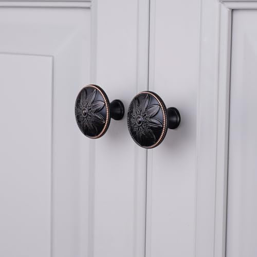 10 Pack Oil Rubbed Bronze Cabinet Knobs,1.4" Round Bronze Kitchen Cabinet Knobs Handles for Cabinets and Drawers, Drawer Knobs Dresser Knobs Oil Rubbed Bronze,Solid Zinc Alloy - color: Oil Rubbed Bronze