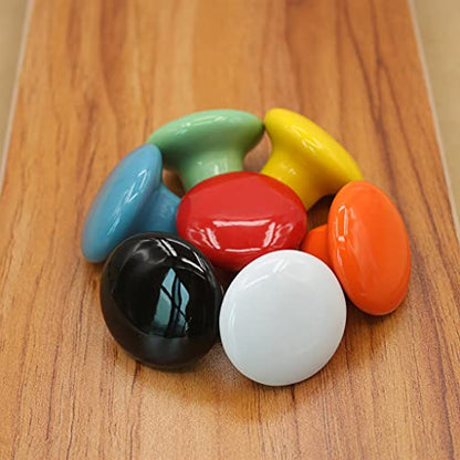 1.5" Large Mushroom Shape Glossy Ceramic Cabinet Knobs, 10Pcs Round Shape Cute Ceramic Drawer Knobs Kids Child Pulls Handles for Dressers Cupboard Wardrobe Dia. 1.5inch (Blue, Dia. 1.5") - color: Blue