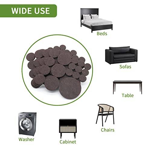 Felt Furniture Pads for Hardwood Floors 68 PCS, Round, Brown - size: 68PCS Value Pack Round Dark Brown
