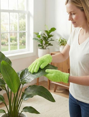 NiHome 4 Pairs Microfiber Cleaning Gloves, Dusting for Blinds, Reusable