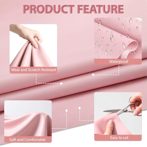 Faux Leather Fabric Smooth Solid 54" x 36" (Pink) - color: Pink