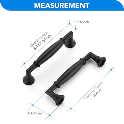 HOME EDIT Matte Black Cabinet Handles 3 Inch Pulls 5 Pack - color: Matte Black, size: 3 inches Hole Center