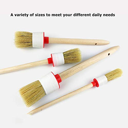 Natural Bristle Chalk Paint Wax Brush Wood Handle Round Paint Brushes for Paint Oil Watercolor Paints Waxing Brushes,Furniture, DIY Art Crafts(7PACK)