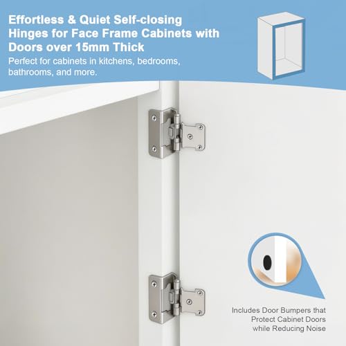 KNOBWELL 1/2" Overlay Brushed Nickel Cabinet Hinges Self Closing, 1 Pair - color: Satin Nickel
