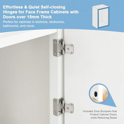 KNOBWELL 1/2" Overlay Brushed Nickel Cabinet Hinges Self Closing, 1 Pair - color: Satin Nickel