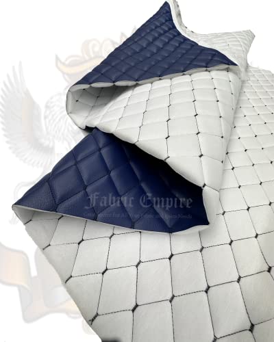 Vinyl Quilted Foam Fabric with 3/8" Foam Backing Upholstery / 52" Wide/Sold by The Yard/FABRIC EMPIRE (Blue, Diamond 2" x 3") - color: Blue, size: Diamond 2" x 3"