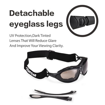 SAFEYEAR Safety Glasses Anti Fog Scratch Resistant ANSI Z87.1 CE Protective Eyewear with Foam Gasket Adjustable Strap - color: Smoke Lens