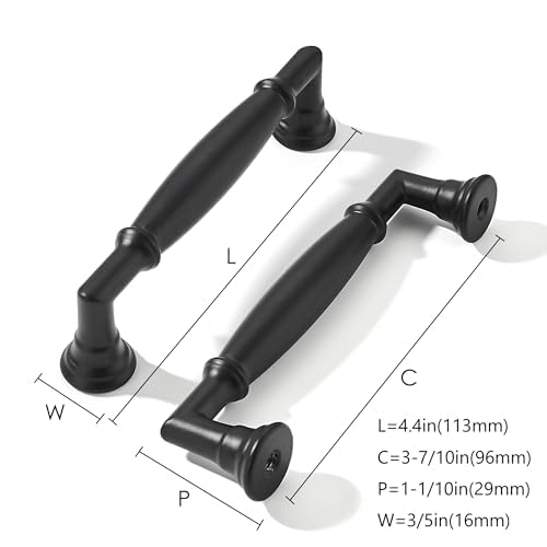 khtumeware 10 Pack 3-3/4 Inch(96mm) Matte Black Cabinet Pulls Heavy Duty Solid Cabinet Handles Kitchen Cabinet Hardware for Cupboard Drawer Handles - color: Matte Black, size: 3-3/4"(96mm)Hole Center