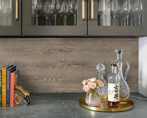 GloryTik Grey Brown Wood Grain Contact Paper Faux Wood Peel and Stick Wallpaper Wood Removable Self Adhesive Waterproof Wallpaper 17.7"X590" - color: Grey Brown, size: 17.7" x 590"