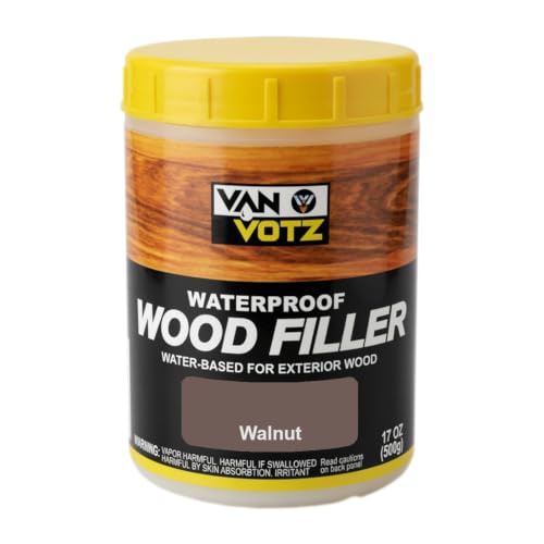 Waterproof Wood Filler [Half-Pint, Walnut] - Exterior Grade Wood Repair in 18 Paintable and Stainable Colors. Strong Adhesion and Durability for Outdoor Wood in All Weather Conditions. - color: Walnut, size: 1-Half-Pint [17oz / 500g]