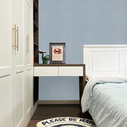 Blue Grasscloth Peel and Stick Wallpaper Texture Contact Paper A Set of 15.7" X 300" Self-Adhesive Linen Removable Wallpaper Cabinets Counter Top Liners - color: Blue, size: 15.7" x 300"