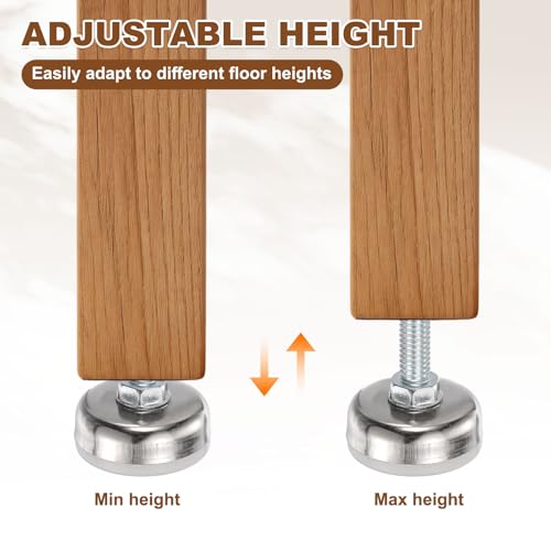uxcell 4Pcs Furniture Leveling Feet, 3/8"-16x0.8"x1.4" Adjustable Metal - size: 3/8"-16 x 0.8" x 1.4"