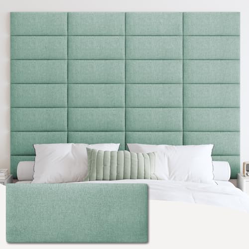 IFNOW Wall Mounted Headboard, Peel and Stick Panels, Grass Green, Queen - color: Fabric-grass Green, size: Queen