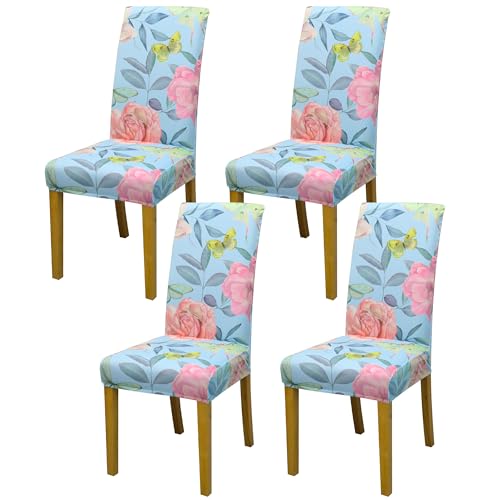Dining Chair Covers, Stretch Seat Covers, Washable Furniture Protector - color: Dancing Butterfly, size: ‌Milk Silk