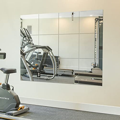 Glass Full Length Wall Mirror Tiles, 12" x 12" x 4PCS Home Gym Mirror - size: 12"x12"-4pcs