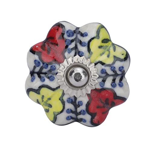 Ajuny Ceramic Cabinet Knobs Set 10 Multicolor Dotted Pumpkin Drawer Pulls