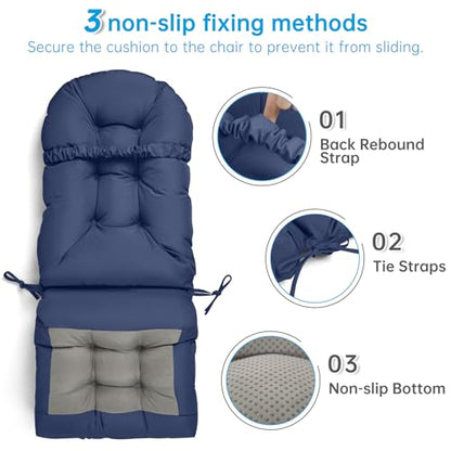 Adirondack Chair Cushion Waterproof Outdoor Rocking Chair Pads - color: Navy Blue