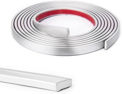 Art3d 10 ft Peel and Stick Flexible Molding Trim for Wall Tile Edge, Silver - color: Silver, size: 10 feet