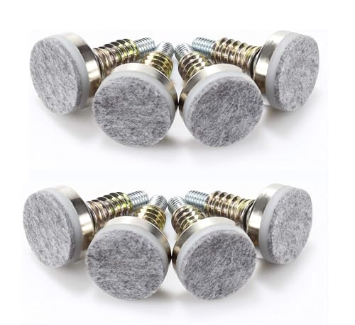 Leveling Feet 8PK with 3/8"-16 Thread Inserts and Felt Pads - size: D35mm Silver