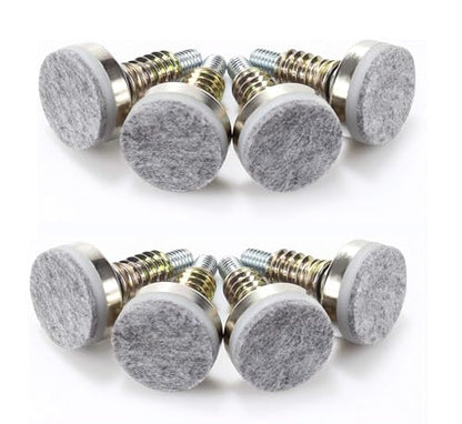 Leveling Feet 8PK with 3/8"-16 Thread Inserts and Felt Pads - size: D35mm Silver
