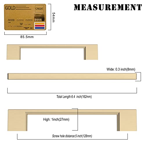 Amerdeco 10 Pack Brushed Brass Cabinet Pulls 5" - color: Brushed Brass, size: 5" hole center
