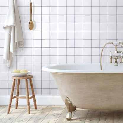 Commomy Thicker Black Peel and Stick Tiles 10 pcs of 12" x 12" - color: White With Grey Grout