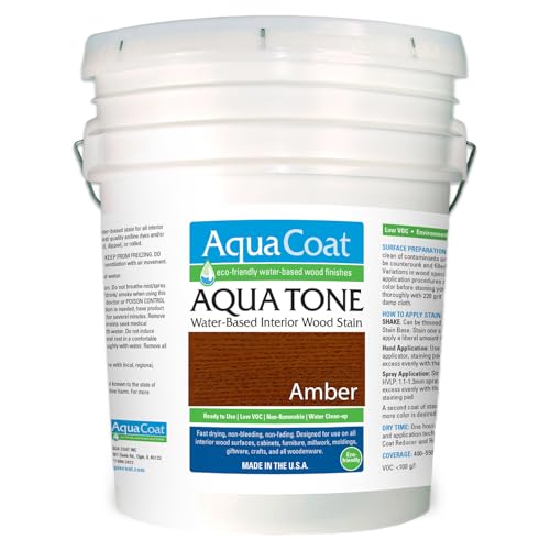 Aqua Tone Water-Based Wood Stain (Amber, 5 Gallon) - color: Amber, size: 5 Gallon