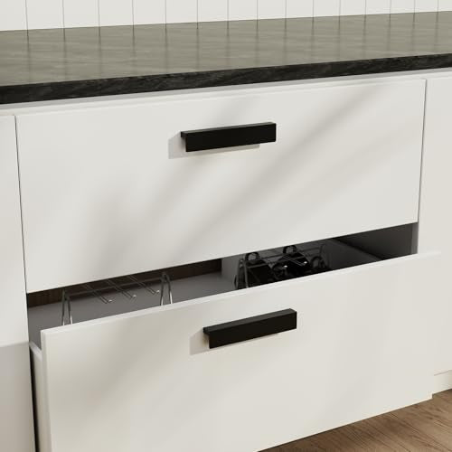 Peaha 10 Pack 6-5/16" Black Cabinet Handles Finger Edge Pulls for Cabinets - color: Black, size: 6-5/16" Hole Center