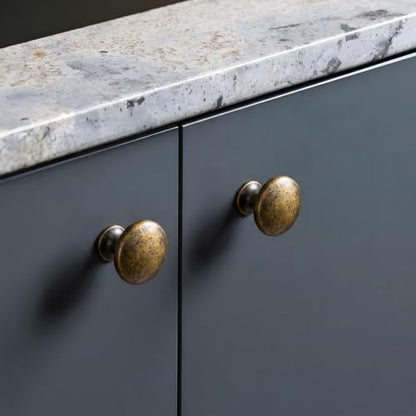 homdiy 30 Pack Antique Brass Round Solid Zinc Alloy Cabinet Knobs - color: Antique Brass