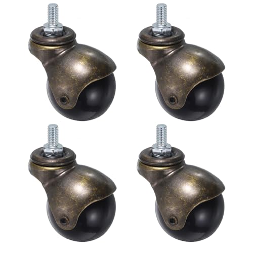 uxcell 2 Inch Ball Caster Wheels, 4pcs Threaded Stem Caster 360 Degree Rotatable Caster Wheels for Furniture, Bronze Tone - color: Bronze Tone, size: 2 Inch