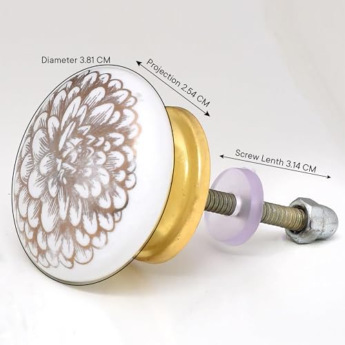 Indian Shelf Ceramic Gold Drawer Knobs for Cabinet Dresser-6 - color: Golden Style 2, size: 6 Knobs