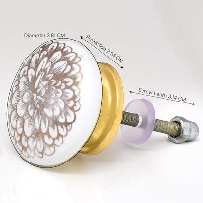 Indian Shelf Ceramic Gold Drawer Knobs for Cabinet Dresser-6 - color: Golden Style 2, size: 6 Knobs