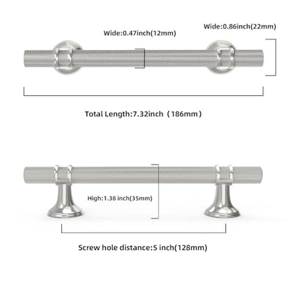 10 Pack 5 Inch Cabinet Pulls knurled Brushed Satin Nickel Kitchen Cabinet Handles Aluminum and Zinc Alloy Drawer Pulls Solid Cabinet Hardware - color: Brushed Satin Nickel Knurled, size: 5'' Hole Center(128mm)