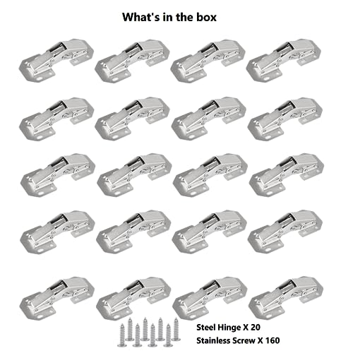 20-Pack Hidden Hinges for Cabinet Doors Frameless, Concealed Cabinet Hinge, 90 Degree Surface Mount Hinges - size: 20 Pack