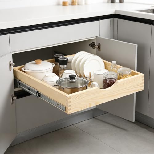 Soft Close Wood Pull Out Cabinet Drawer, 20", Fits 21"+ Opening - size: 20inch
