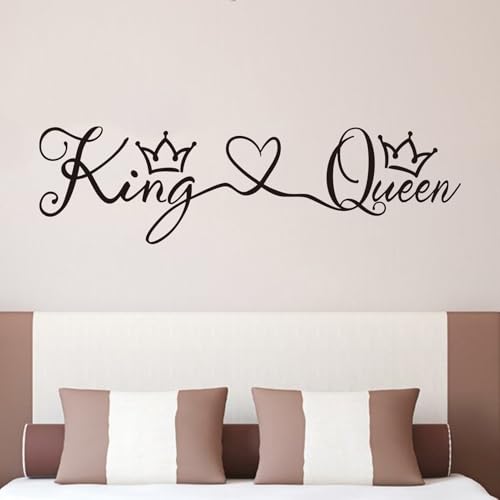 AnFigure Couples Quotes Wall Decals: Inspirational Vinyl Art Love Wall Stickers for Home Bedroom Bathroom Living Room - King & Queen 35"X9.8" - color: King & Queen, size: Large