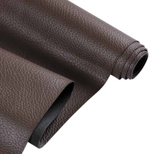 Faux Leather Fabric by The Yard, 55" W Marine Vinyl Fabric, Dark Brown - color: Dark Brown, size: Cut by the yard