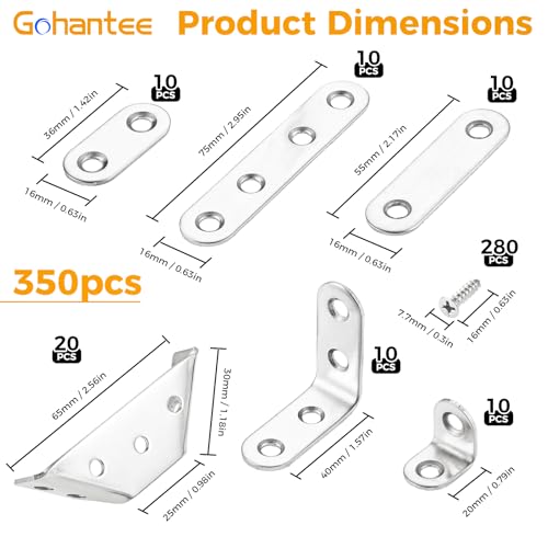 350Pcs Universal Furniture Corner Connectors with Screws