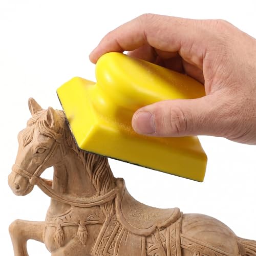 Hook and Loop Hand Sanding Block, Rectangle Shape Hand Sanding Block Pad for Wood Furniture Restoration, Sandpaper Holder Hook Backing, Ideal for Woodworking Automotive Body (Sandpaper Not Included)