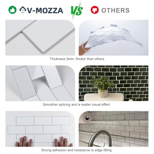 Peel and Stick Backsplash Tile, 20 Sheets White Subway Tile, 13.5" x 5.8" 3D PVC Self Adhesive Wall Tile for Kitchen, Bathroom, Fireplace, RV - color: White-white