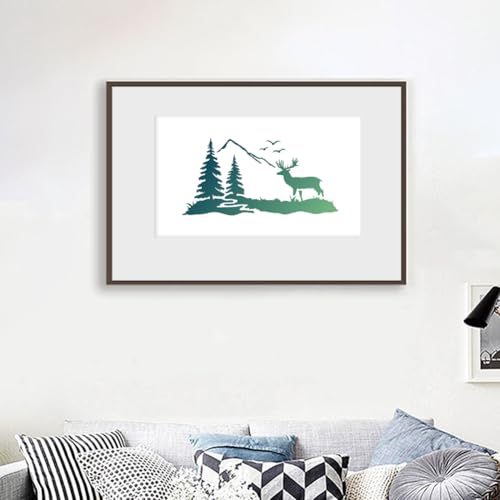 10Pcs Christmas Pine Trees and Deers Wall Stencil Templates Reusable Plastic Forest Stencils for Painting on Wood Wall Floor Fabric Glass Furniture - style: Pine Tree C