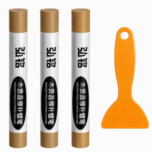 3 Color Wood Filler Sticks, Yellow Sandalwood Serie, with Scraper - color: Yellow Sandalwood Series