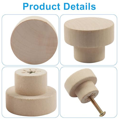 Wood Cabinet Knobs, Flat Top Round, 35mm, 16Pcs - size: 35 mm